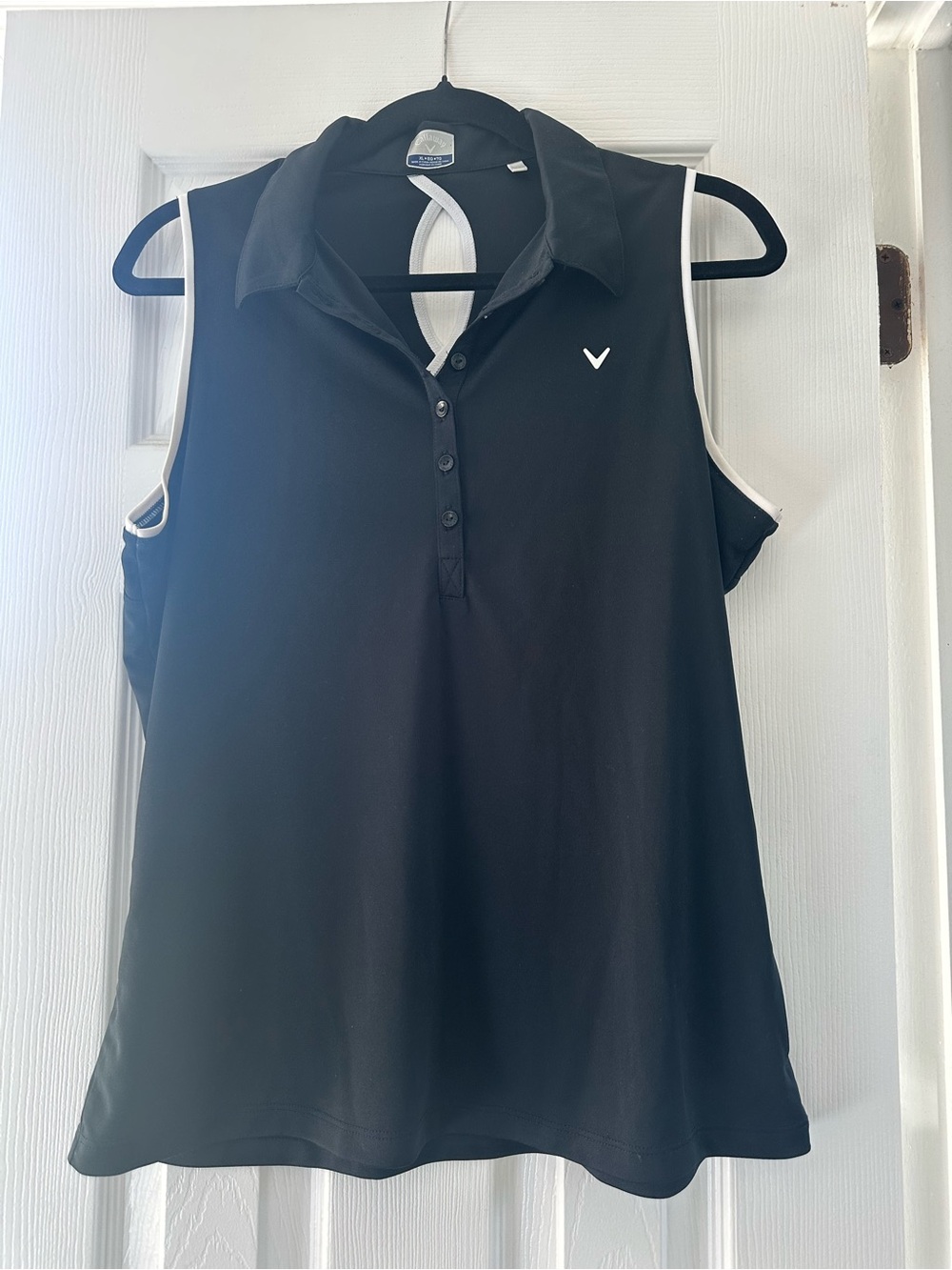 Callaway Black Sleeveless Polo Tank with White Trim